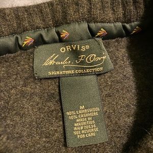 Mens Orvis lambswool/cashmere green sweater